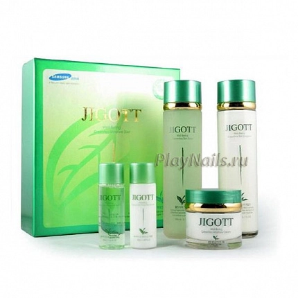 Набор Jigott Well-Being Green Tea Skin Care 3Set, с экстрактом зеленого чая